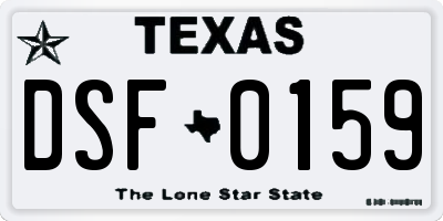 TX license plate DSF0159