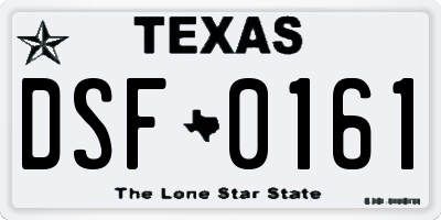 TX license plate DSF0161