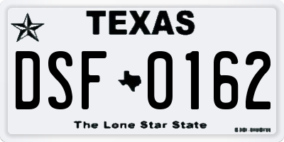 TX license plate DSF0162