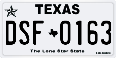 TX license plate DSF0163