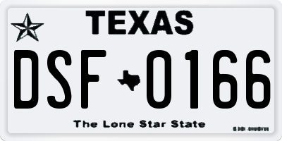 TX license plate DSF0166