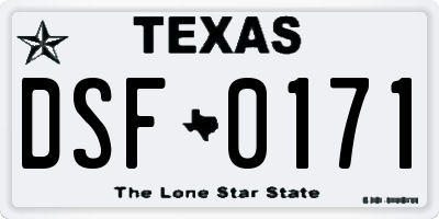 TX license plate DSF0171