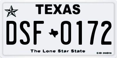 TX license plate DSF0172