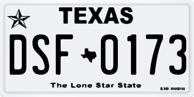 TX license plate DSF0173