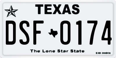 TX license plate DSF0174