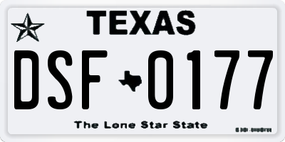 TX license plate DSF0177