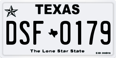 TX license plate DSF0179