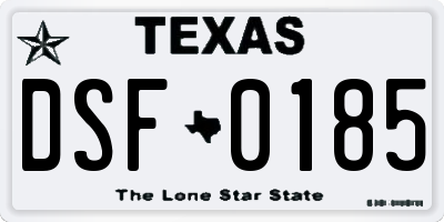 TX license plate DSF0185