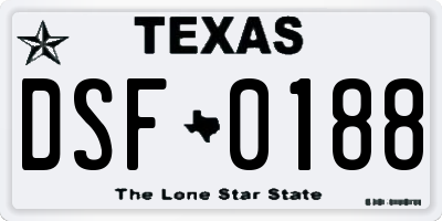 TX license plate DSF0188