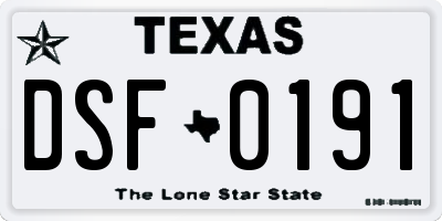 TX license plate DSF0191