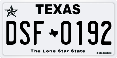 TX license plate DSF0192