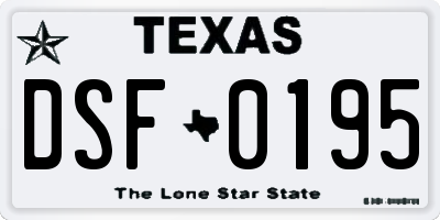 TX license plate DSF0195