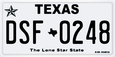 TX license plate DSF0248