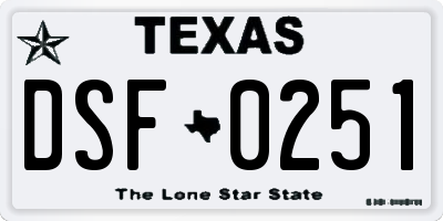 TX license plate DSF0251