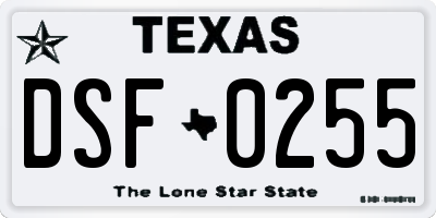 TX license plate DSF0255