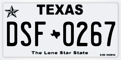 TX license plate DSF0267