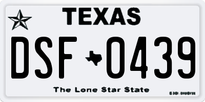 TX license plate DSF0439