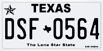 TX license plate DSF0564