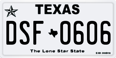 TX license plate DSF0606