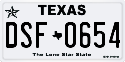 TX license plate DSF0654