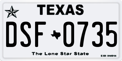 TX license plate DSF0735