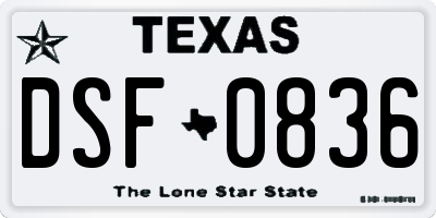 TX license plate DSF0836