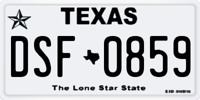 TX license plate DSF0859