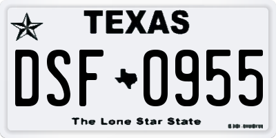 TX license plate DSF0955