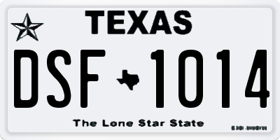 TX license plate DSF1014