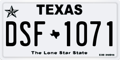 TX license plate DSF1071