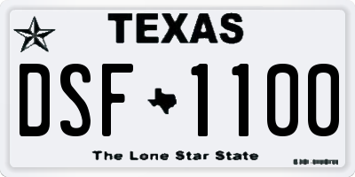 TX license plate DSF1100