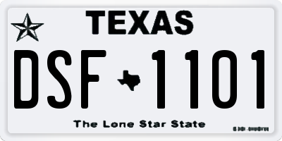 TX license plate DSF1101