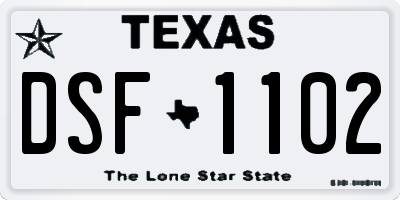 TX license plate DSF1102