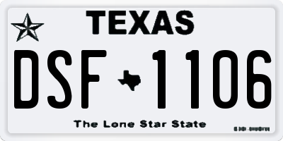 TX license plate DSF1106