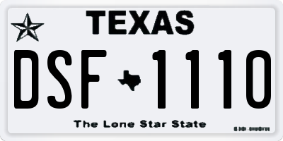 TX license plate DSF1110