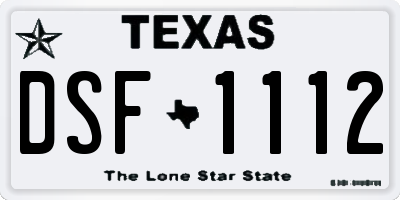 TX license plate DSF1112