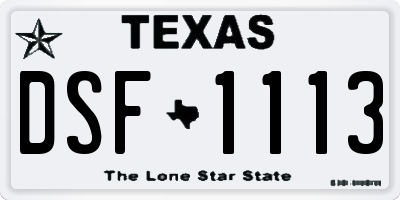 TX license plate DSF1113