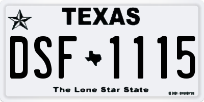 TX license plate DSF1115