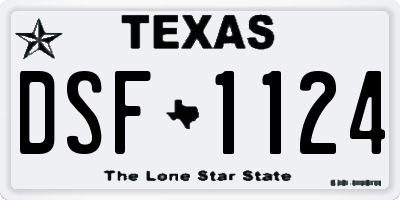 TX license plate DSF1124