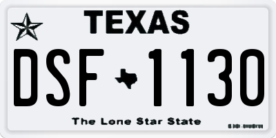 TX license plate DSF1130