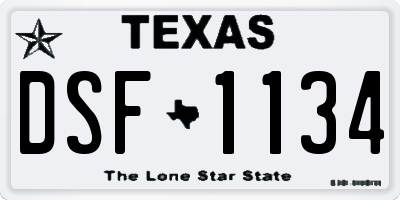 TX license plate DSF1134