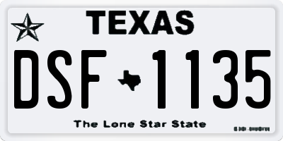 TX license plate DSF1135