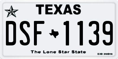 TX license plate DSF1139