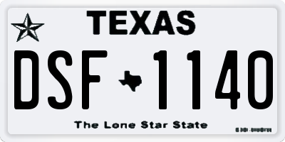 TX license plate DSF1140