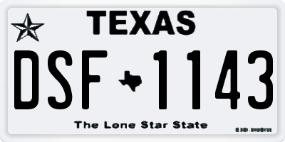 TX license plate DSF1143