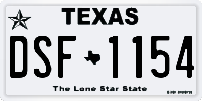 TX license plate DSF1154