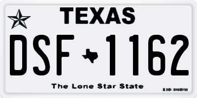 TX license plate DSF1162