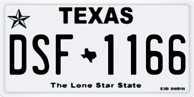 TX license plate DSF1166