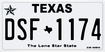 TX license plate DSF1174