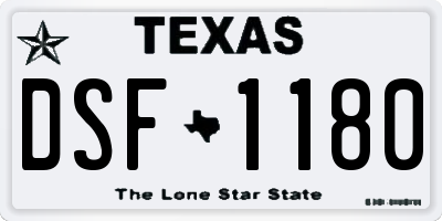 TX license plate DSF1180